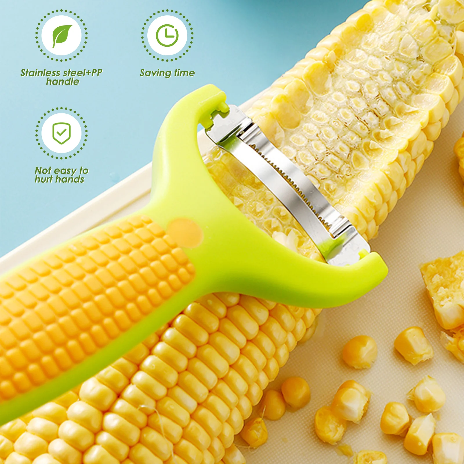 3/6Pcs Corn Cob Peeler Stainless Steel Blade Corn Stripper Kernel Removal Corn Thresher Tool Kitchen Fruit Vegetable Gadget Tool