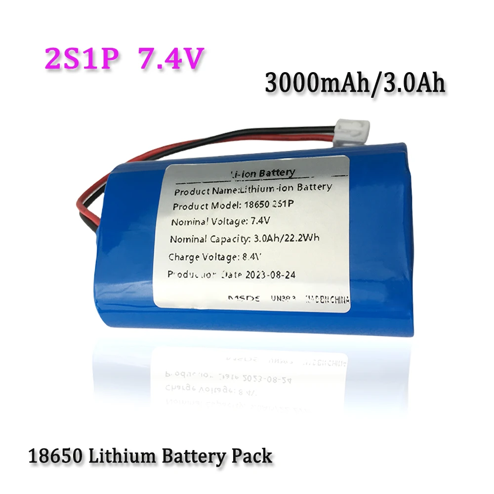 2S1P 7.4V 3000mAh/3.0Ah Lithium Battery Pack, Suitable For Projector, Speaker, And Wireless Monitoring Battery Replacement