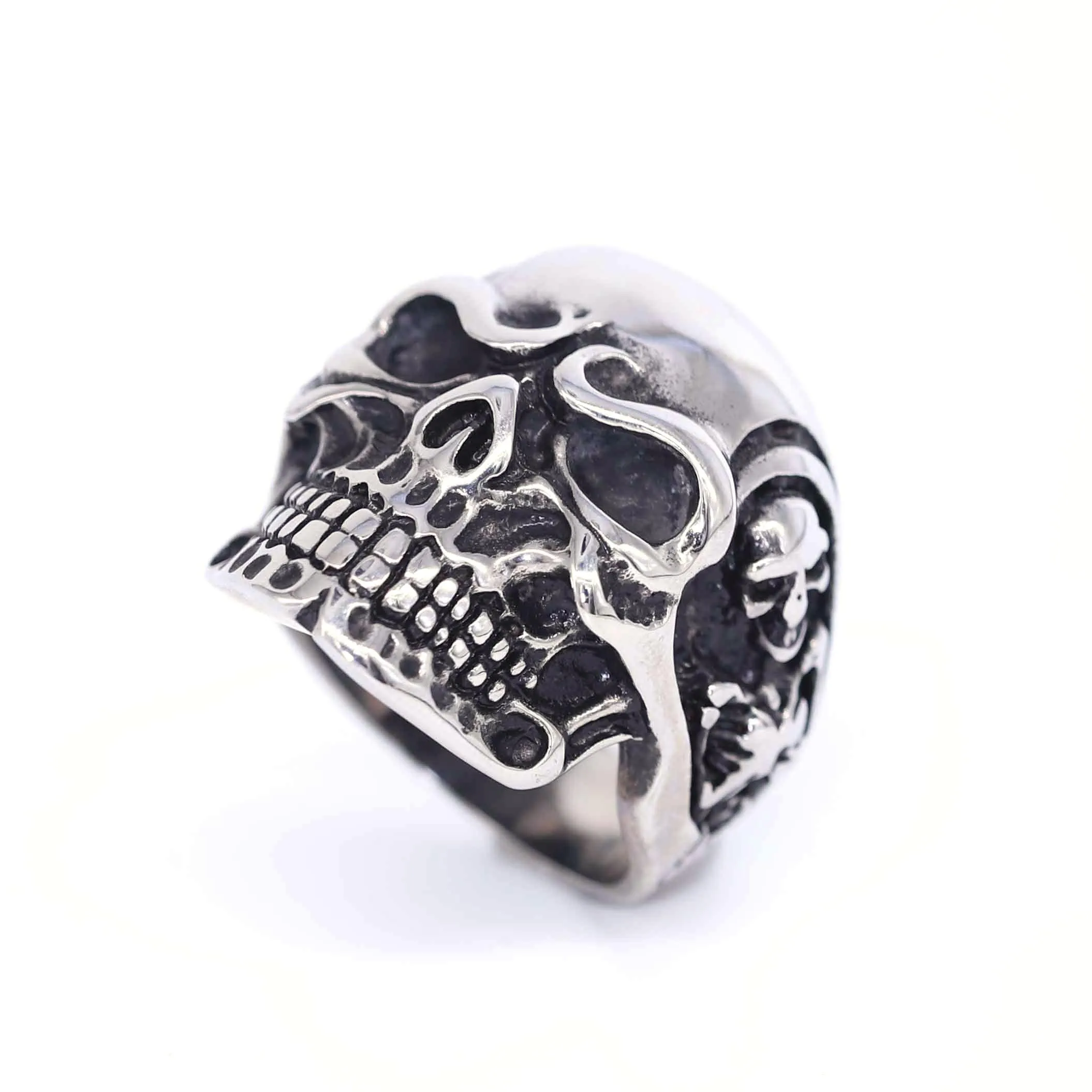 

Nuevo En Mens Stainless Steel Кольца Готические Vintage Skull Black Chunky Ring Titanium Ring Anillos De Acero Inoxidable