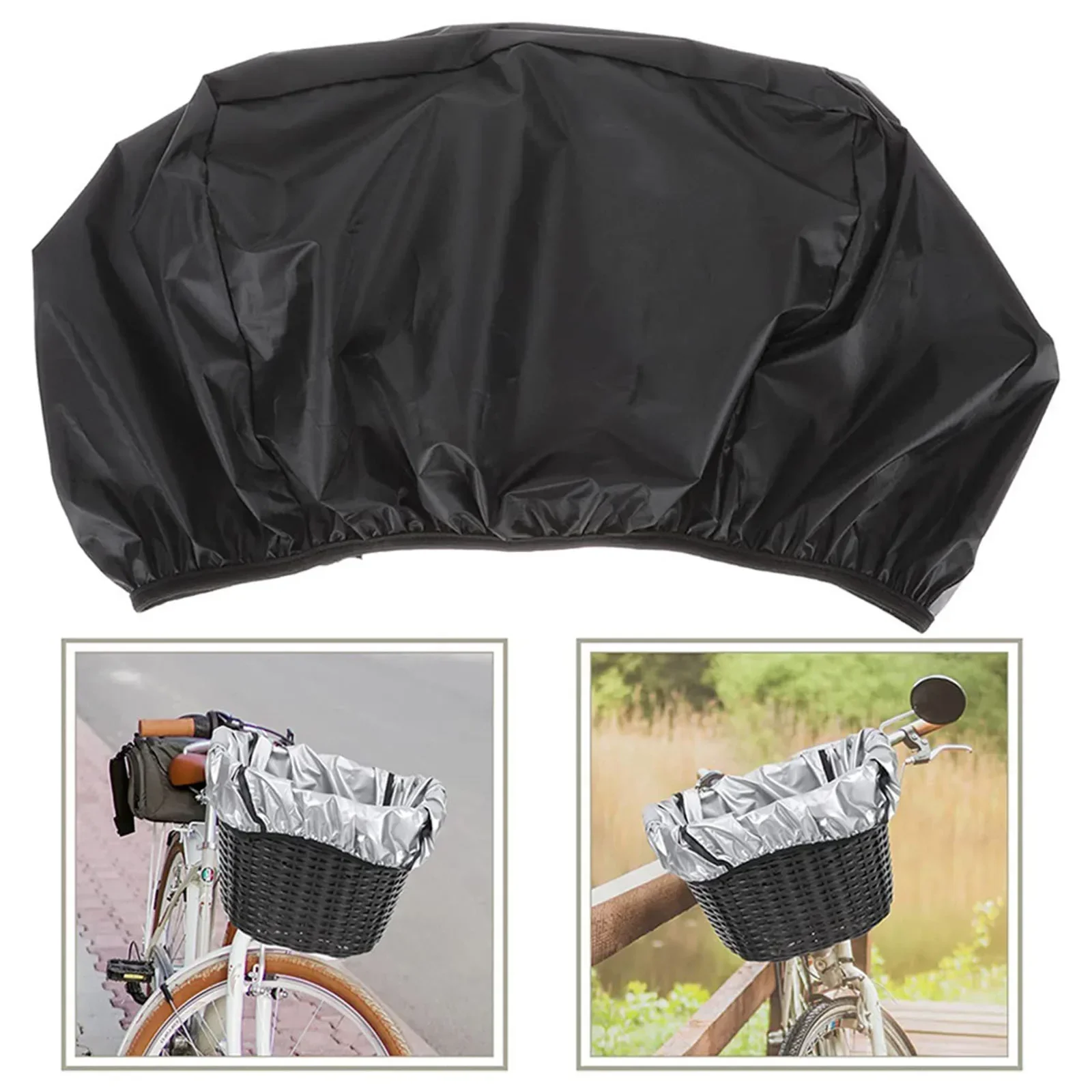 Durable Bike Cover Saddle And Basket 200g/set Black I Set Waterproof With Storage Bag For Most Bicycle Baskets