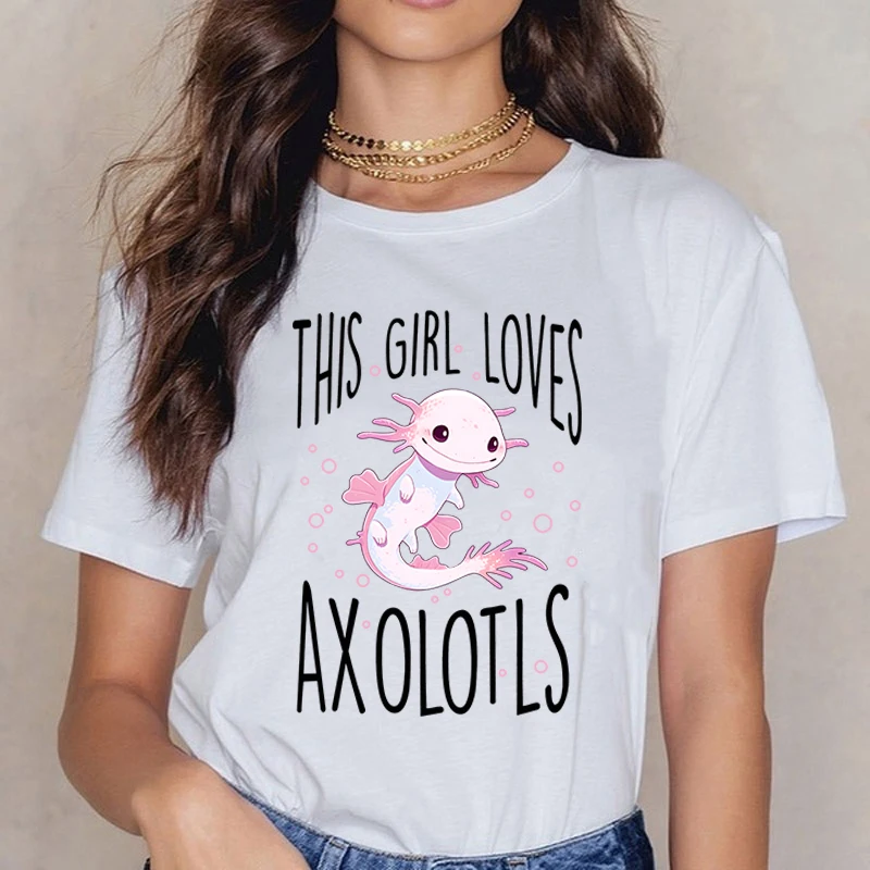 

New Women Fashion O Neck Tops This Girl Loves Axolotls Printing Shirt Short Sleeve T Shirt Casual Shirt Summer T Shirts