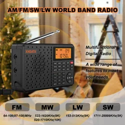 XHDATA D-109 Radio FM AM SW LW Full Band Portable Radios Bluetooth-compatible Digital Radio Receiver Support TF Card MP3 Player