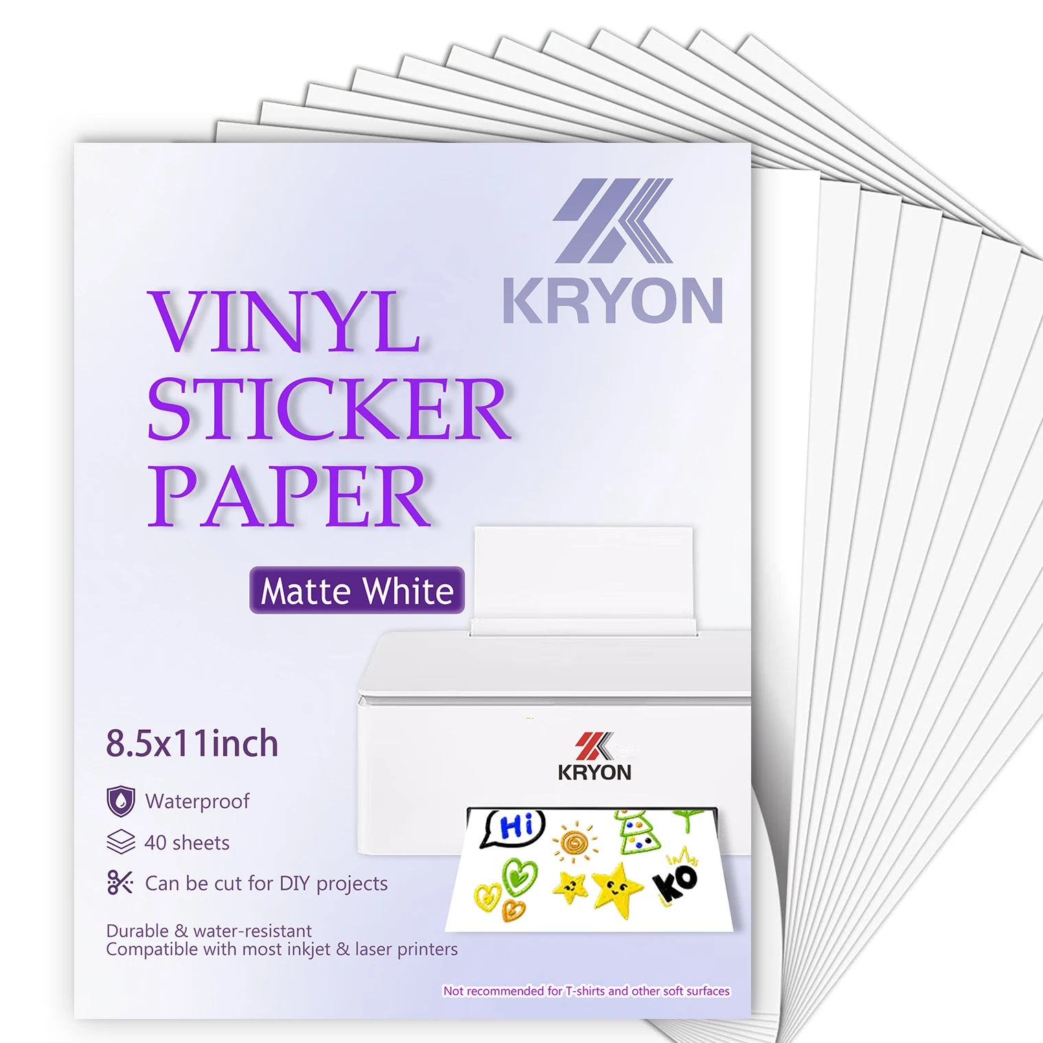 Matte Printable Vinyl Sticker Paper, Choose A4 or US Letter Size & 10/20/40 Sheets, for Professional Labels