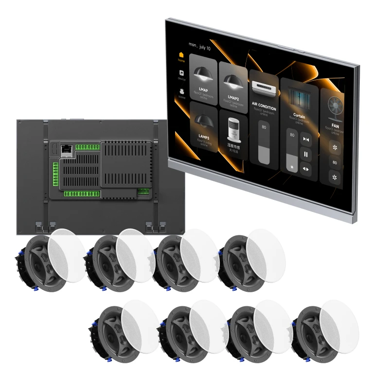 10 Inch Touch Smart Home Theater for Gateway Control Music Panel Built-in Amplifier Connect 8 Wire Speaker