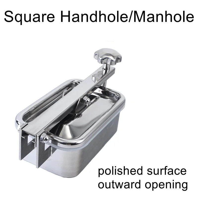 Food-grade rectangular quick-opening mirror manhole cover tank side delivery port 304 stainless steel square manhole hand hole