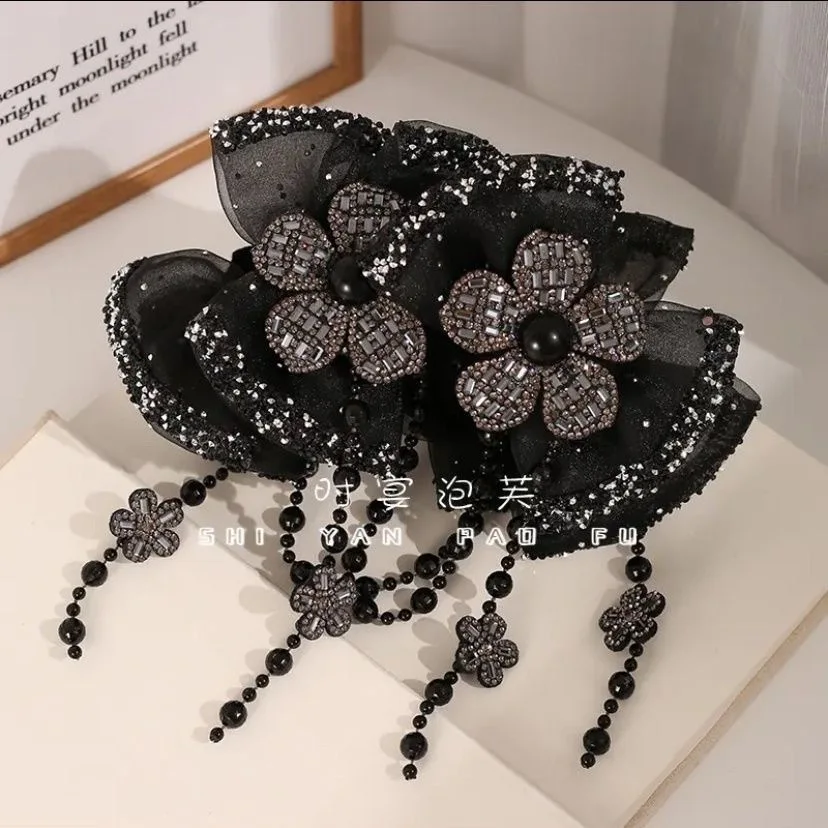 

Fashion Beaded Flower Hair Clip Trend Hairpins Tassel Yarn Elegant Barrette Headband For Women Girl Korea Trend Hair Accessories
