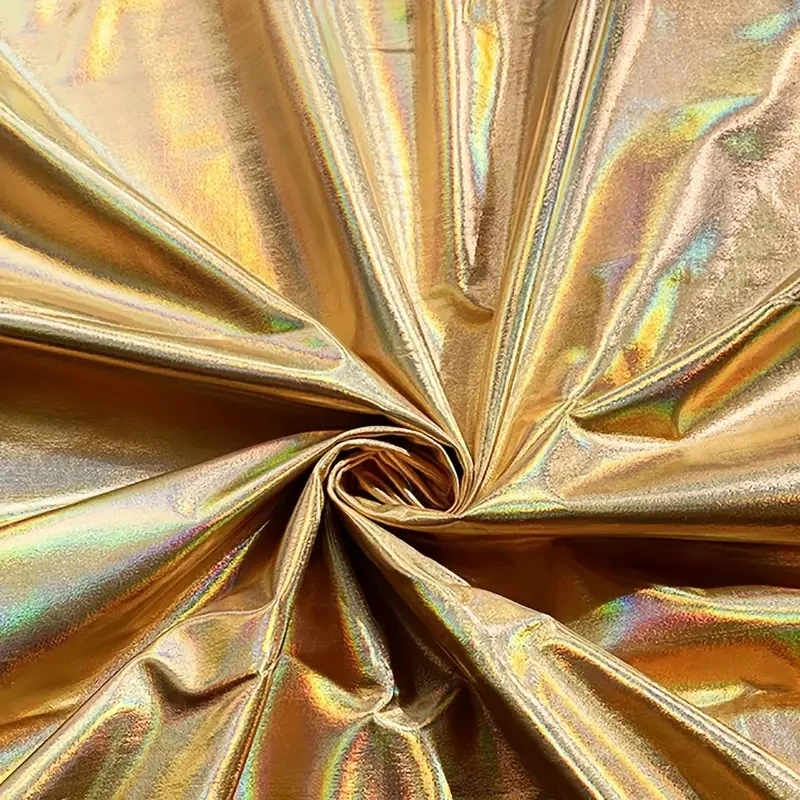 1yard/3yards 150cm Stretch Shiny Gold Bronzing Spandex Fabric Colorful Laser Fabric for DIY Stage Cosplay Costume Dress