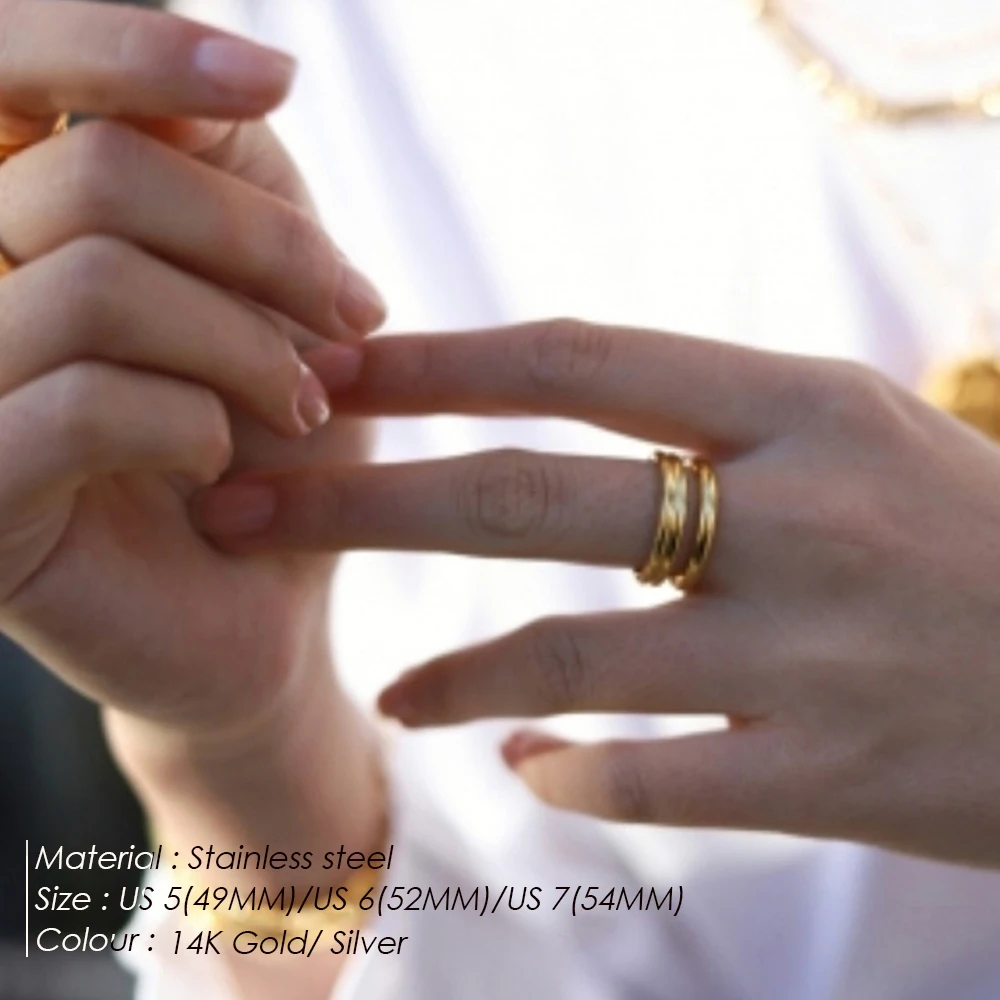 eManco Fashion Gold Color /Silver Color Geometric Multi-layer Line Ring for Women Elegant Wedding Bride Jewelry Prevent Allergy