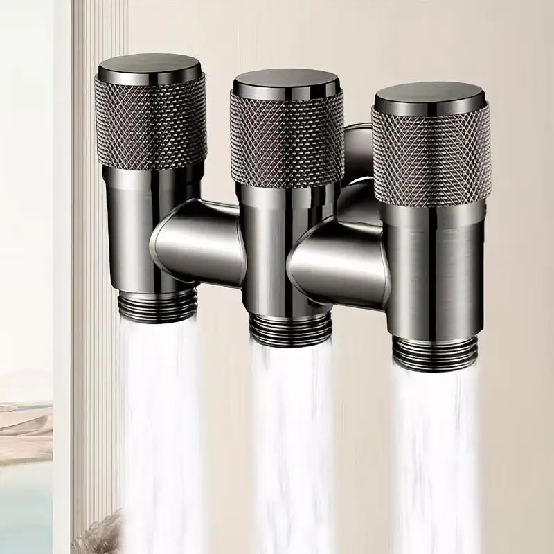 201Stainless Steel 3-Way Water Valve 1 Inlet 3 Outlets With Water-Stop Connector For Faucets Stainless Steel Inlet Valve Fittin