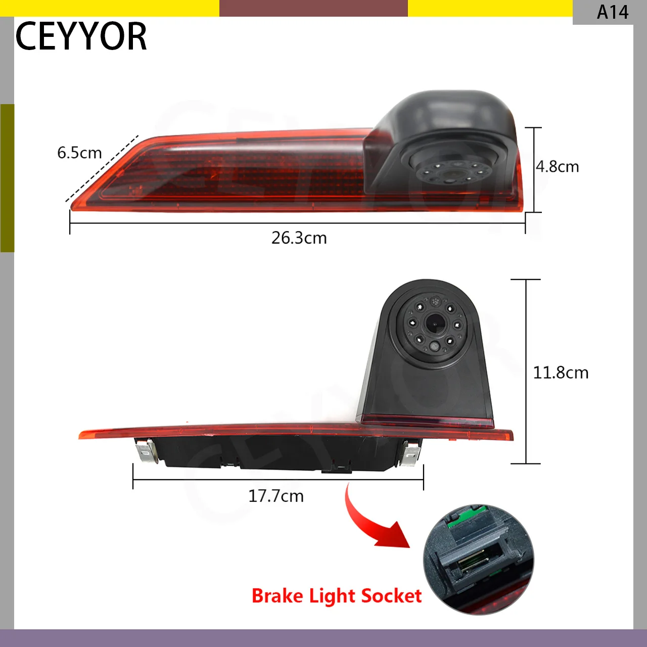 Hochauflösende Rückfahrkamera, Rückfahrkamera mit Bremslichtern, passend für Ford Transit Custom 2012–2015