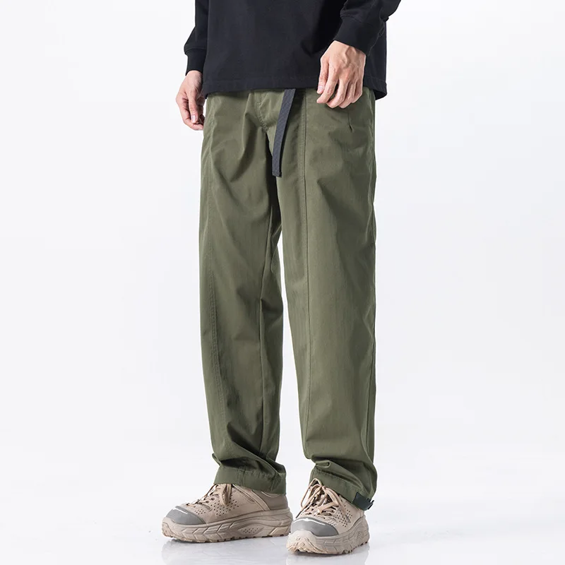 Spring and autumn new military green American retro simple casual pants men loose large size straight leg pants