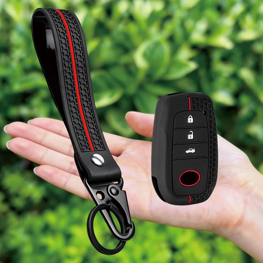 Keychain For Toyota Corolla Hatchback Cross Yaris Cross Prius Hilux Land Cruiser LC200 LC250 LC300 Silicone Car Key Case Cover