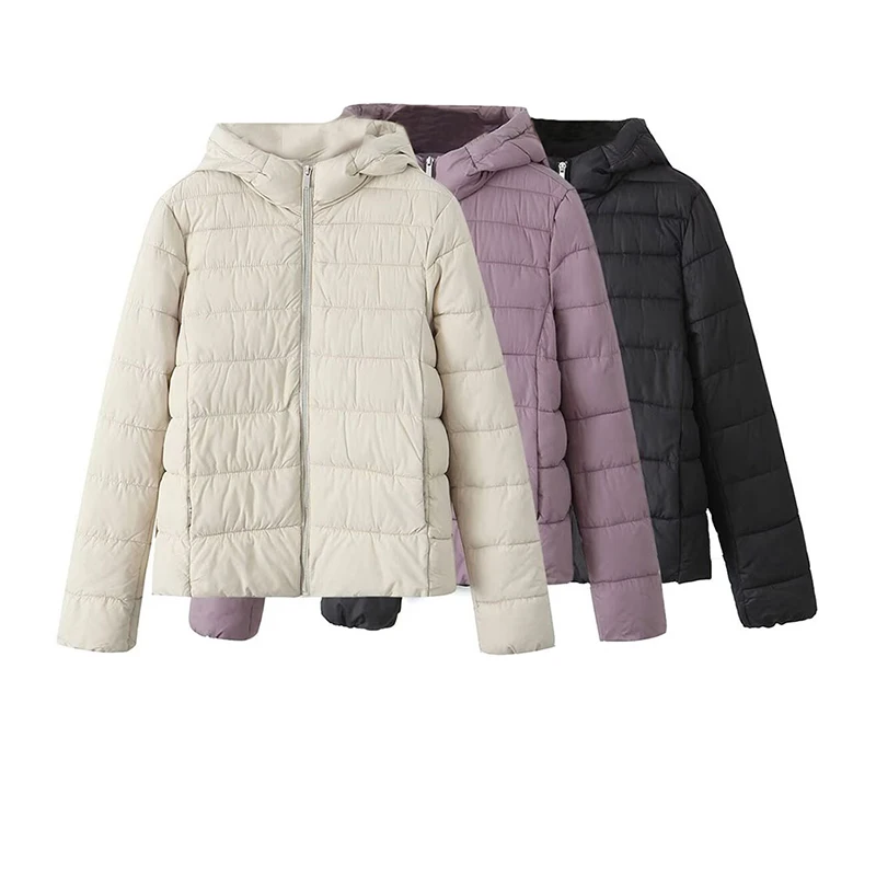 Women's Packable Lightweight Full-Zip Plus Size 2XL Puffer Jacket with Hood Quilted Winter Coat Women's Hooded Warm Winter Coat