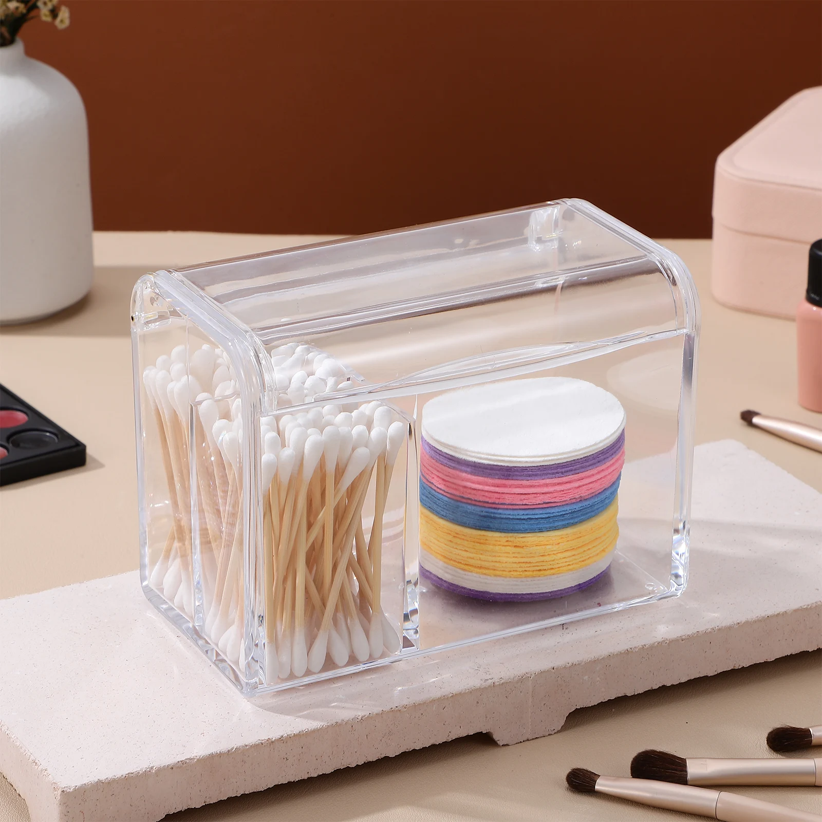 

Reusable Cotton Swab Storage Container Pads Holder Clamshell Transparent Acrylic