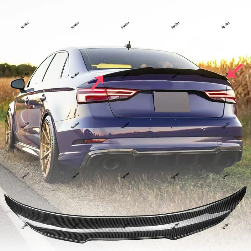 For Audi A3 S3 RS3 8V Sedan 2013-2020 PSM Style Rear Boot Spoiler Car Rear Trunk Lip Spoiler Wing Rear Roof Spoiler Cap Tuning view 5