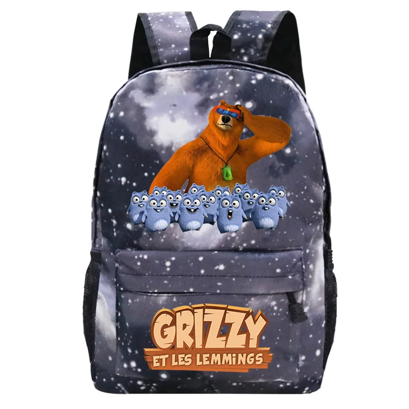 Cartoon Grizzy i Les Lemmings plecak chłopcy dziewczęta szkolne torby dzieci Kawaii plecak na ucznia plecaki torba podróżna plecaki Mochila