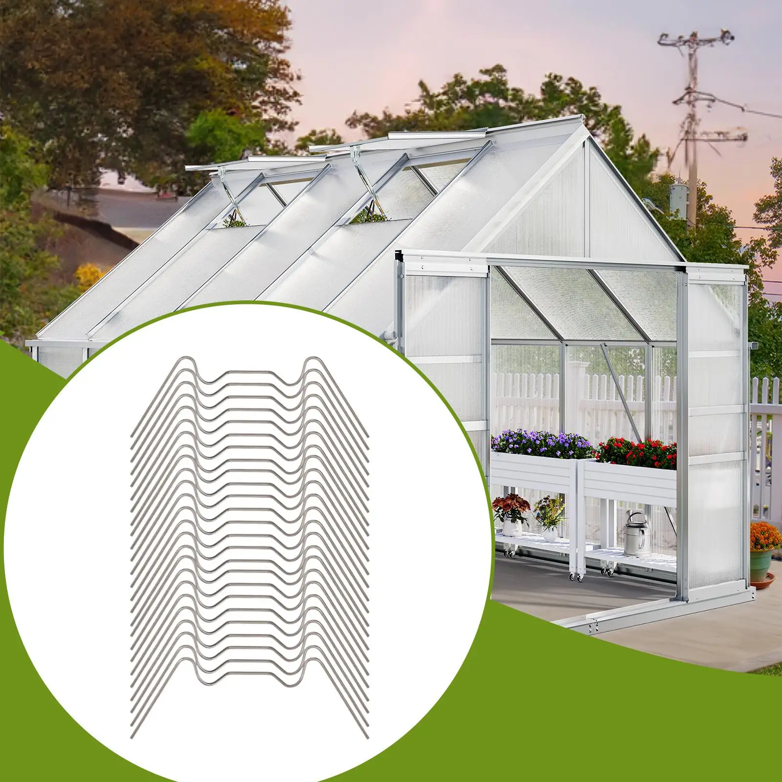 Clip para acristalamiento de casa verde, sujetadores de Panel de vidrio para invernadero, abrazaderas en forma de W, alambre de fijación a prueba de herrumbre para jardineros domésticos principiantes