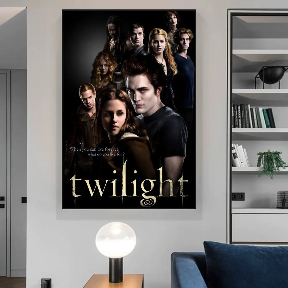 Movie Twilight Edward Bella Poster Self-adhesive Art Poster Retro Kraft Paper Sticker DIY Room Bar Vintage Decorative Painting