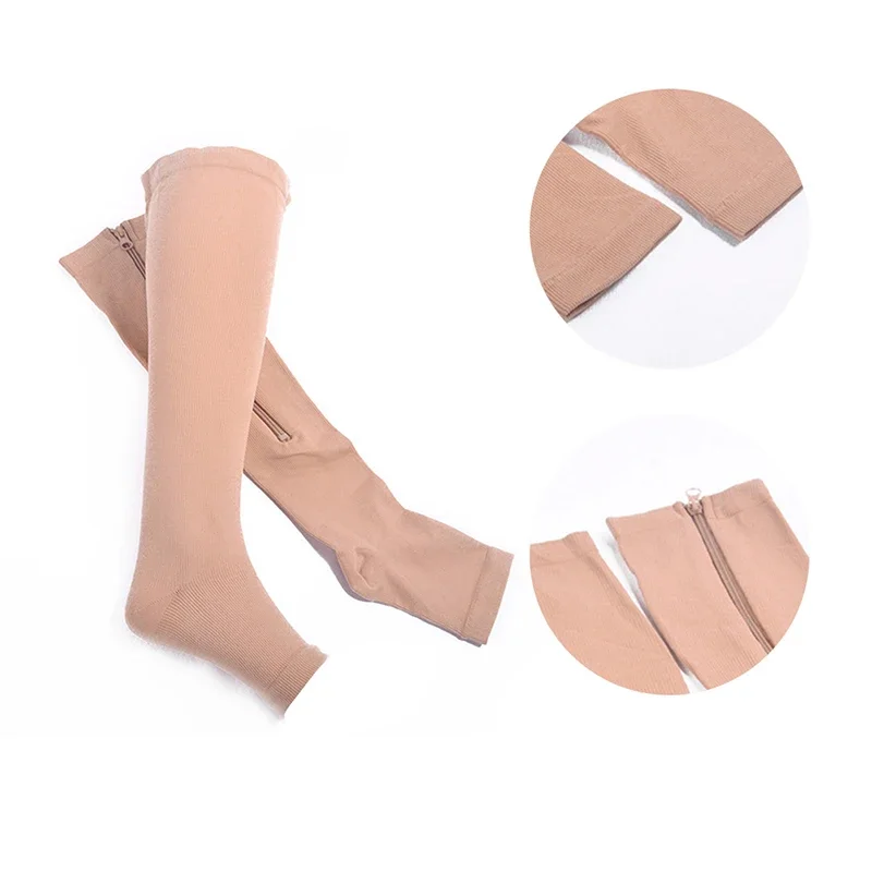 Компрессионные чулки, спортивные длинные велосипедные носки на молнии, профессиональная поддержка ног, плотные женские носки от варикозного расширения вен