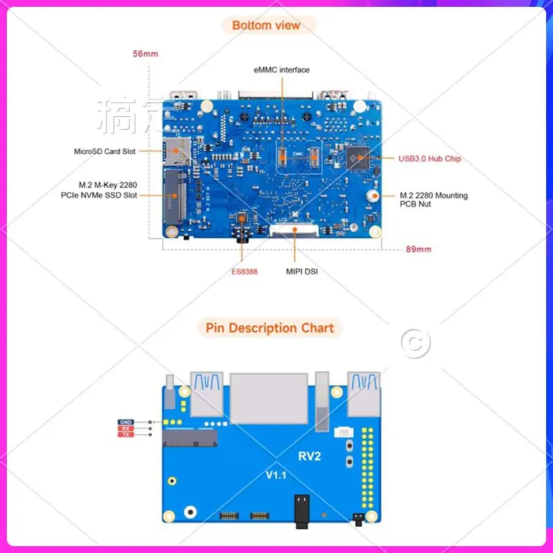 

AP-For Orange Pi RV2 Development Board+Heat Sink RISC-V 2TOPS AI CPU Wifi BT5.0 M2 PCIE SSD Mini PC Support Ubuntu OS 4GB