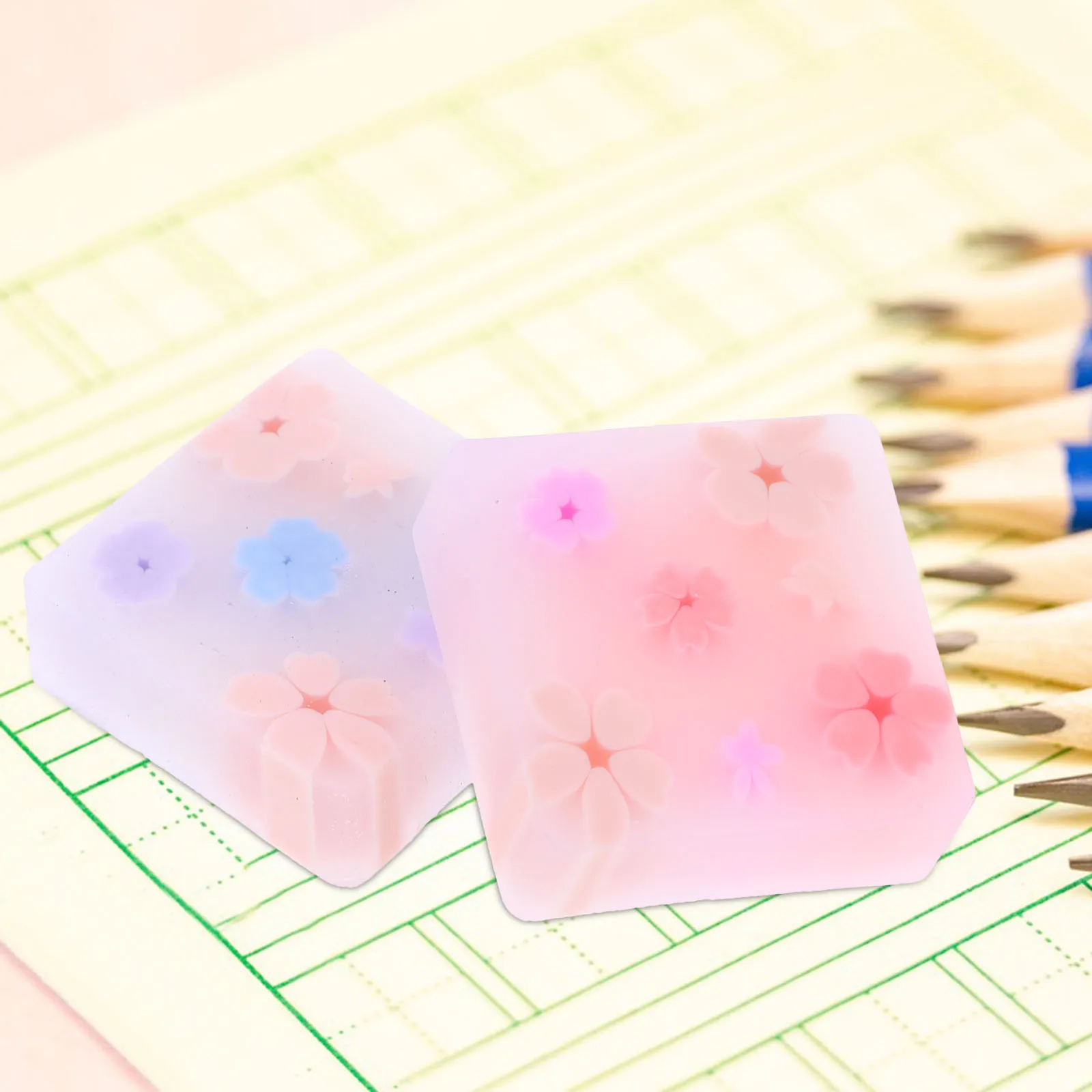 

32 Pcs Jelly Erasers Pink Gradual Color Wear Resistant Delicate Student School Office Supplies Gifts Bulk Rubber Pencil