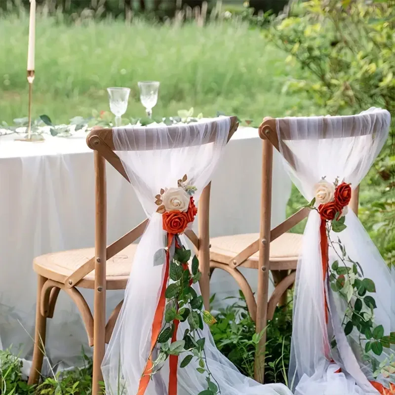 Chiffon Chair Sashes Bows for Wedding Events Supplies,Chair Sashes fits Banquet Chair Cover Tie Back Band Decoration