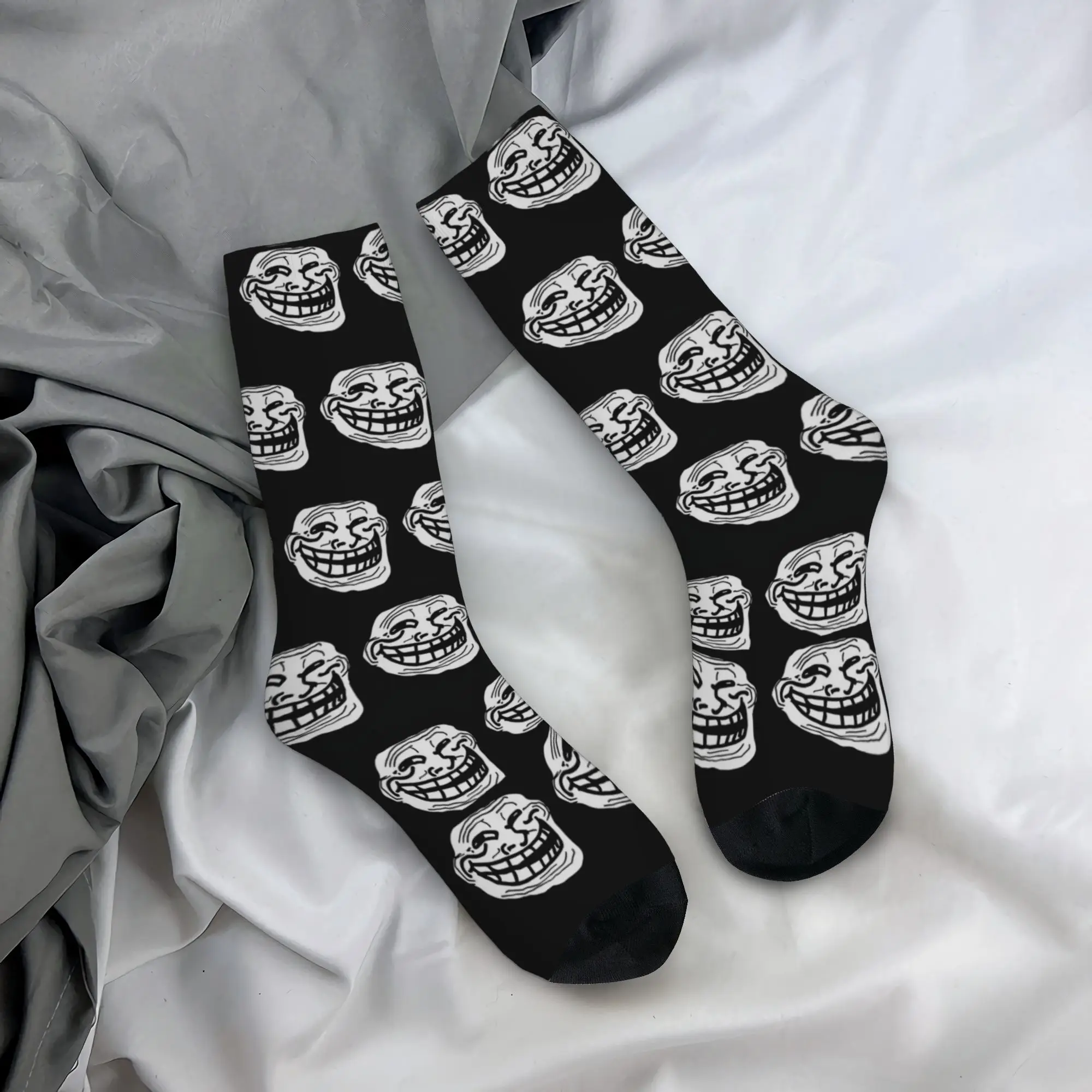 Trollface Rage Comic Meme Image Of A Character Stockings Casual Socks Spring Anti Skid Socks Adults Men Running Soft Socks
