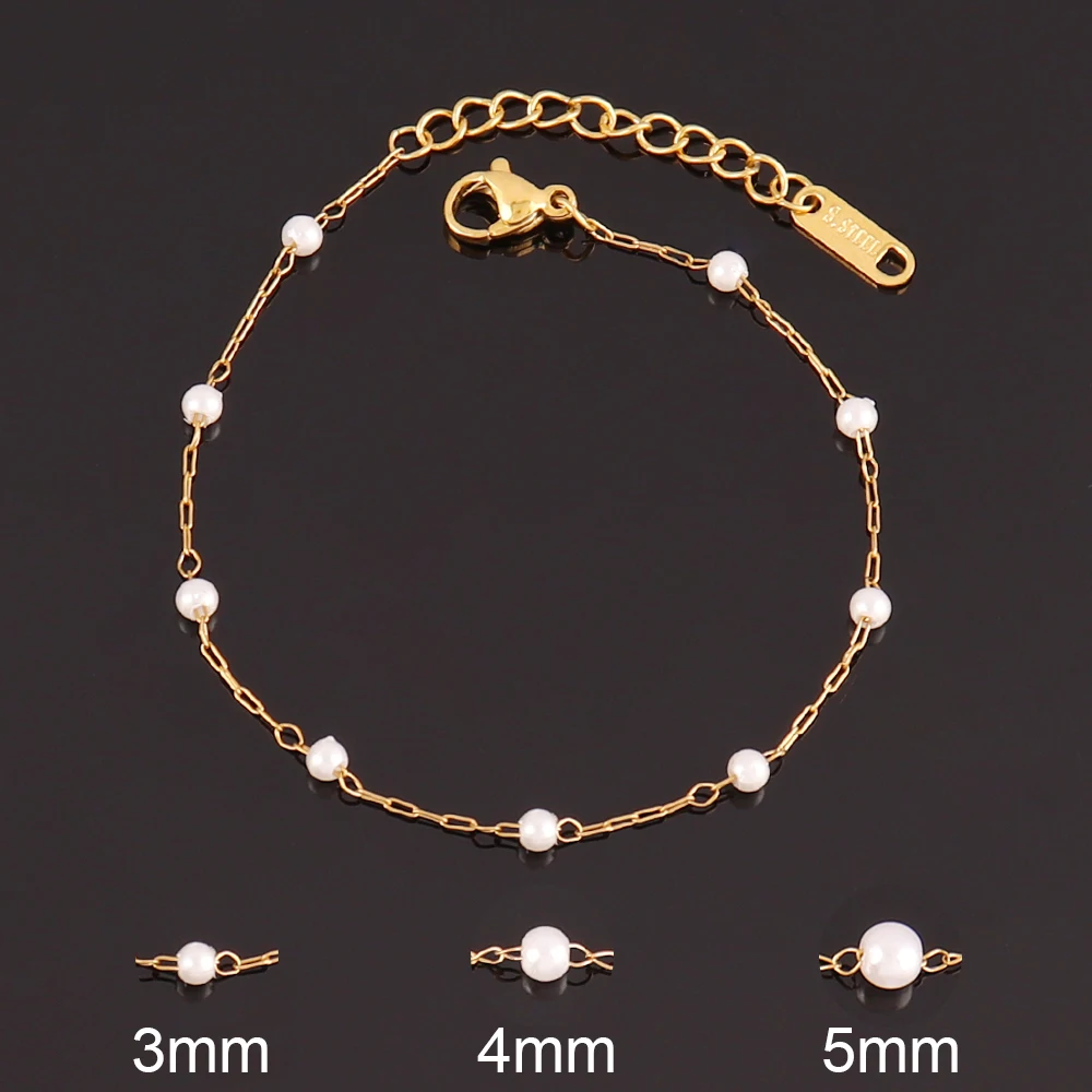 316L Stainless Steel White Pearl Bracelet For Women Fashion  Simple Pearl Beads Chain Bracelets Jewelry Gift