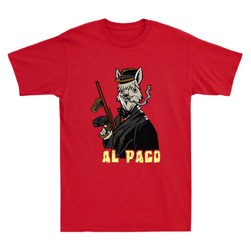 

Alpaca Llama Mafia Gangster Al Paco Funny Meme Gift Vintage unisex T-ShirtPrinted summer cotton