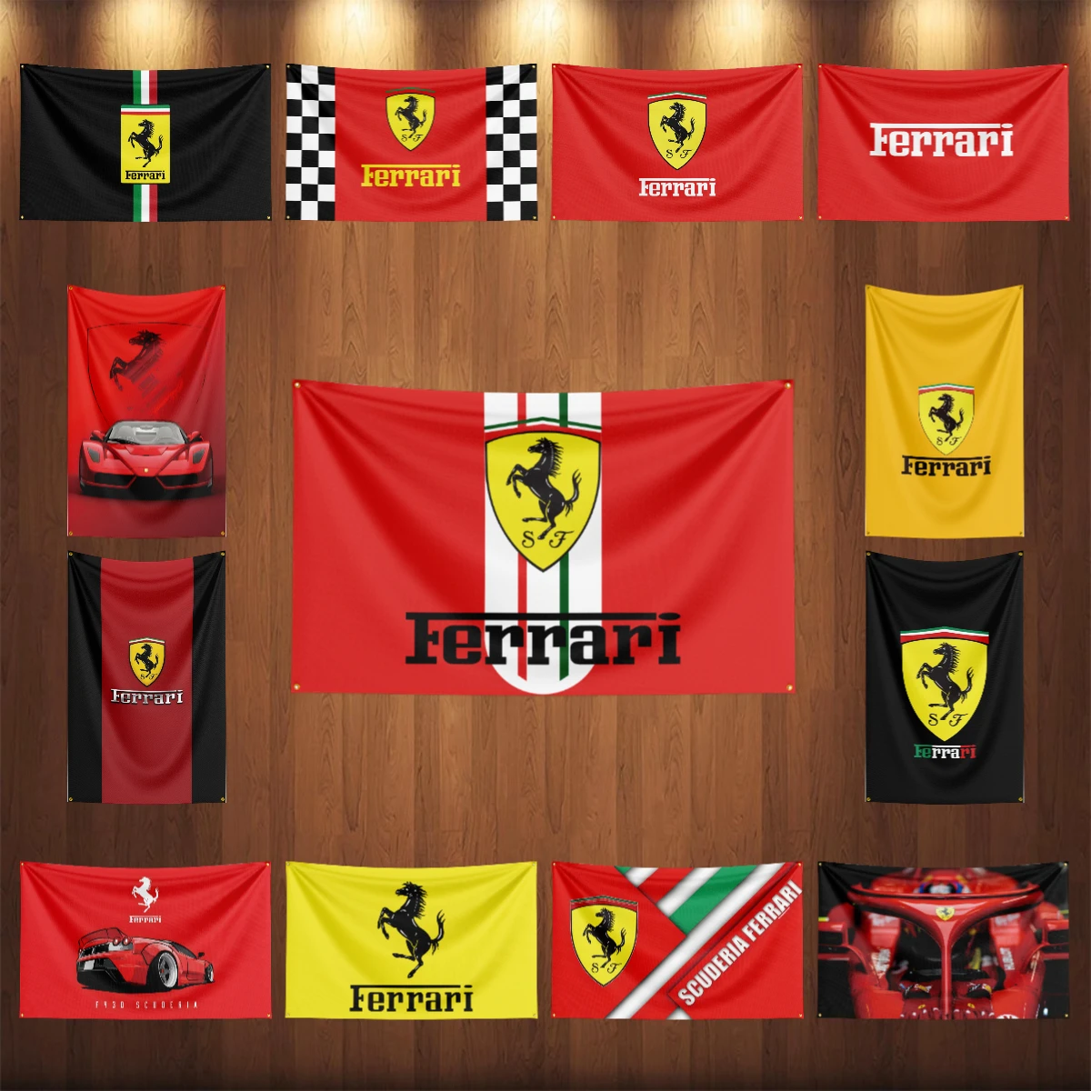 

3x5 Ft Racing-F-Ferraris Flag Polyester Digital Printing Banner Garage Wall Art Indoor Decoration with Brass Grommets