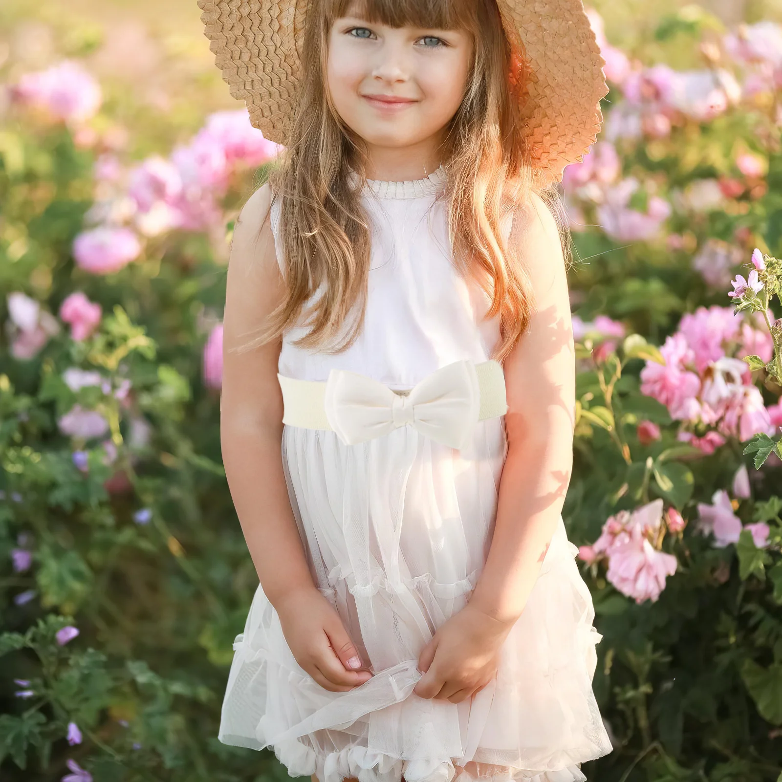 

2Pcs Elastic Wide Waist Belt Stretchy Bowknot Vintage Cinch Belts for Women Girls 75cm Adjustable Dress Accessory