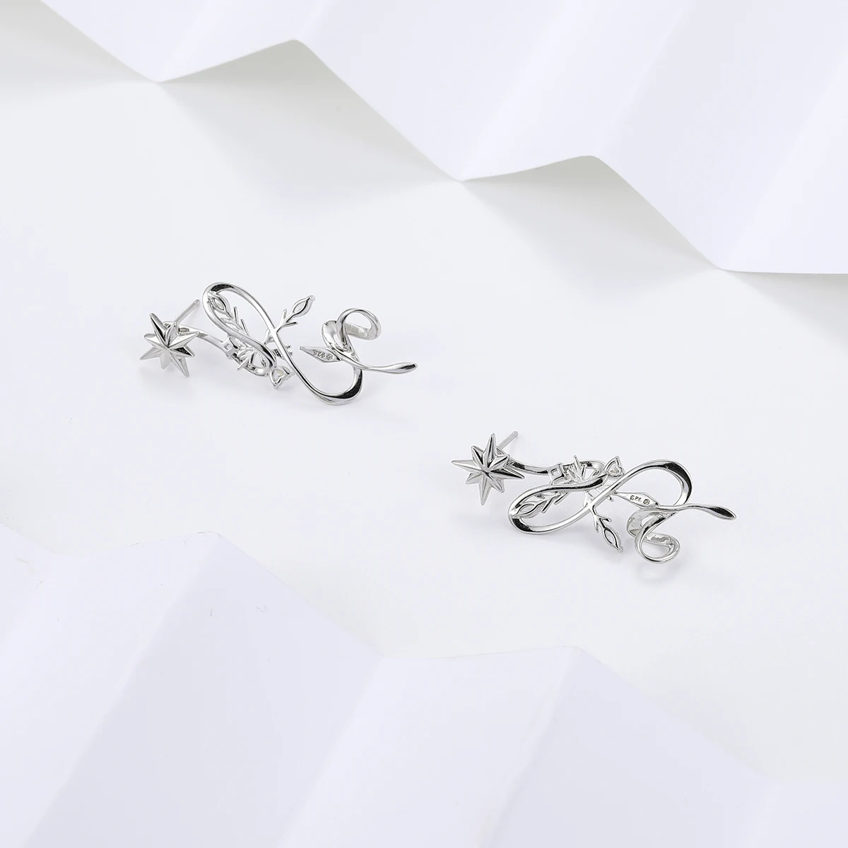 HAIKE S925 Sterling Silver Earrings Original Snowy Star Wish Earpin A Two Wear Exquisite Fashion Elegant Girl 2024 New Woman