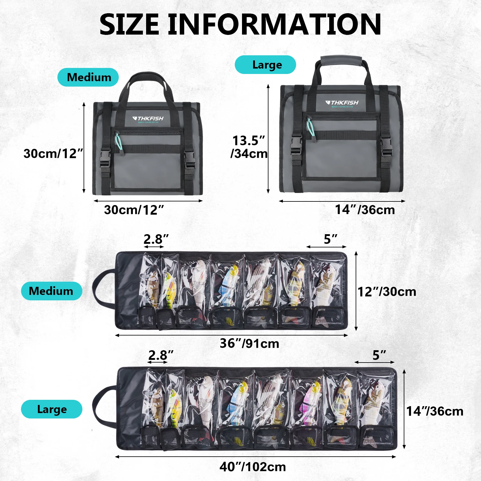 THKFISH Angelköder-Tasche, wasserdicht, faltbar, Organizer für harte Köder, Kunstköder-Handtasche, großes Fassungsvermögen, 7/8 Taschen – Detail 6