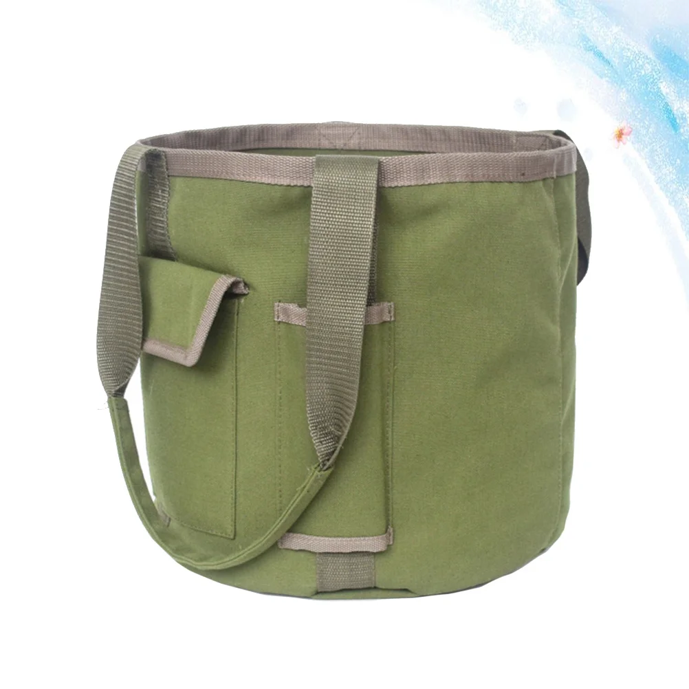 

1Pcs Waterproof Gardening Tool Bag Canvas Large Capacity Portable Garden Tools Bucket Tote for Yard Waste Storage Dark Green