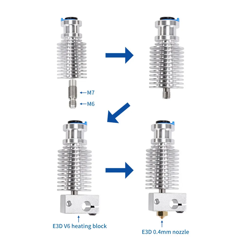 Bowden Aquecedor Radiador para Voron 2.4, Hotend Aquecedor Sink, Bimetal Heatbreak, PLA 3D Printer Parts, E3D, V6, 1,75 milímetros