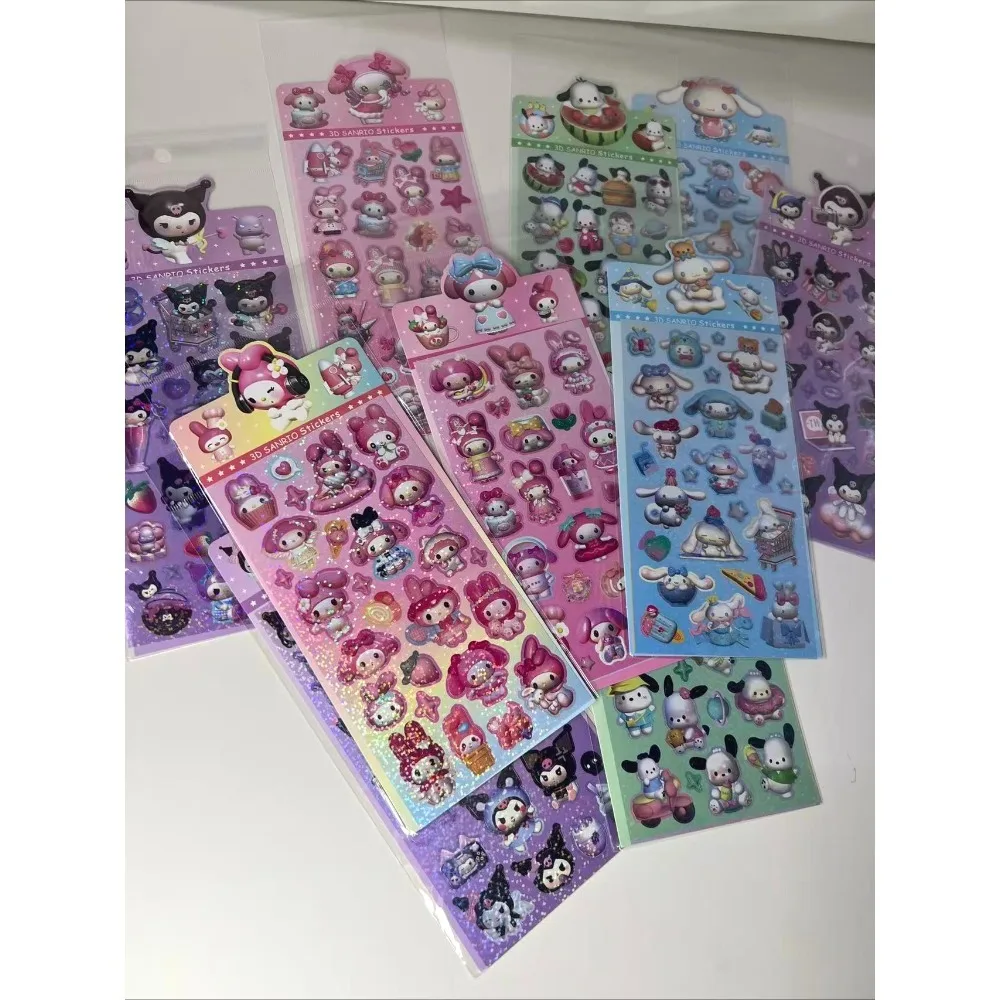 Sanrio series fun and cute cartoon DIY stickers, antique card laser mobile phone decoration stickers, gift giving