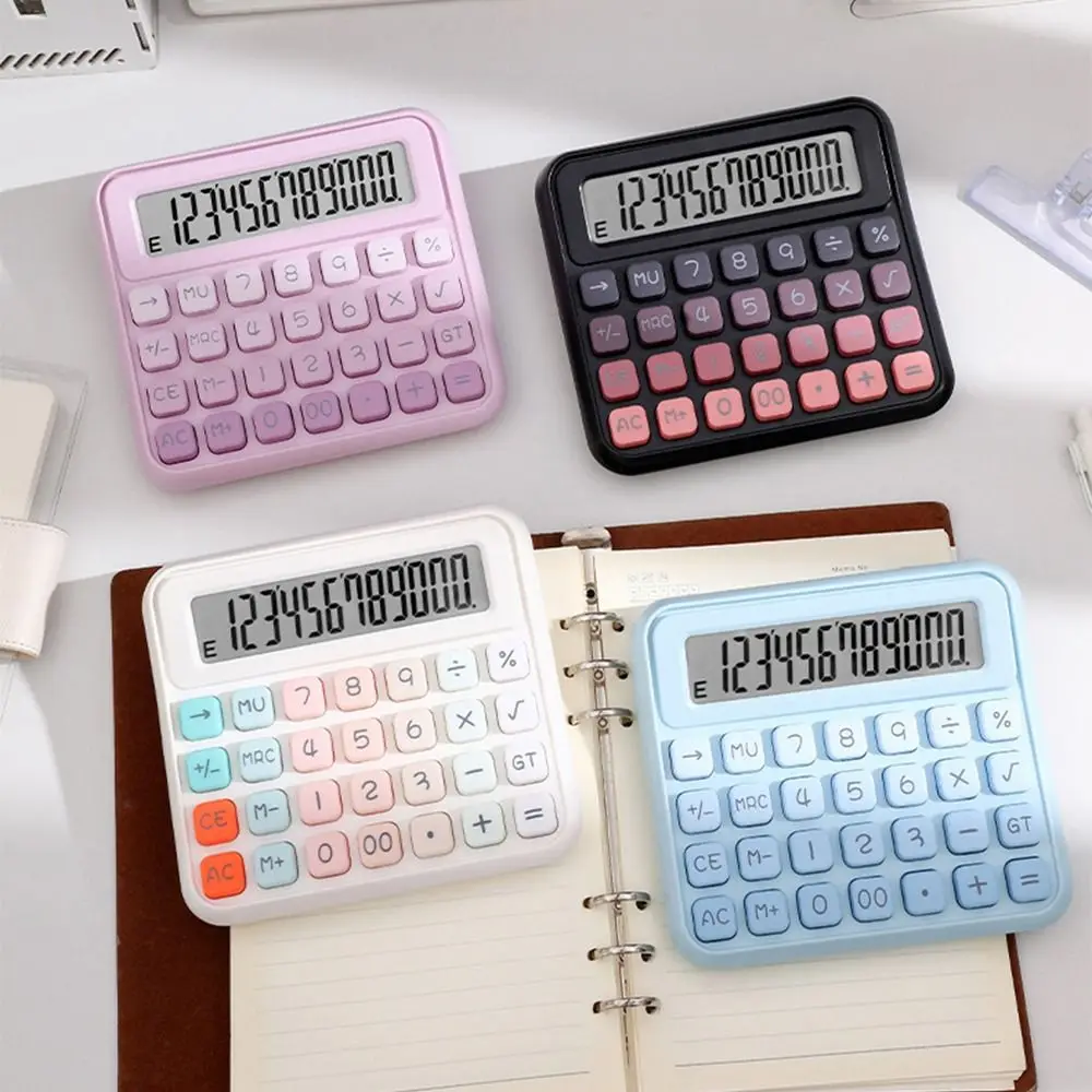 Gift Cute 12 Digits Calculator Candy Color Portable Desktop Calculator Practical Prevent Slipping Student Calculator Business