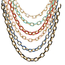1pcs Stainless Steel 8mm Rolo Cable Link Chain Bracelet O Shape Enamel Curb Cuban Necklaces For Chokers Solid Metal Jewelry