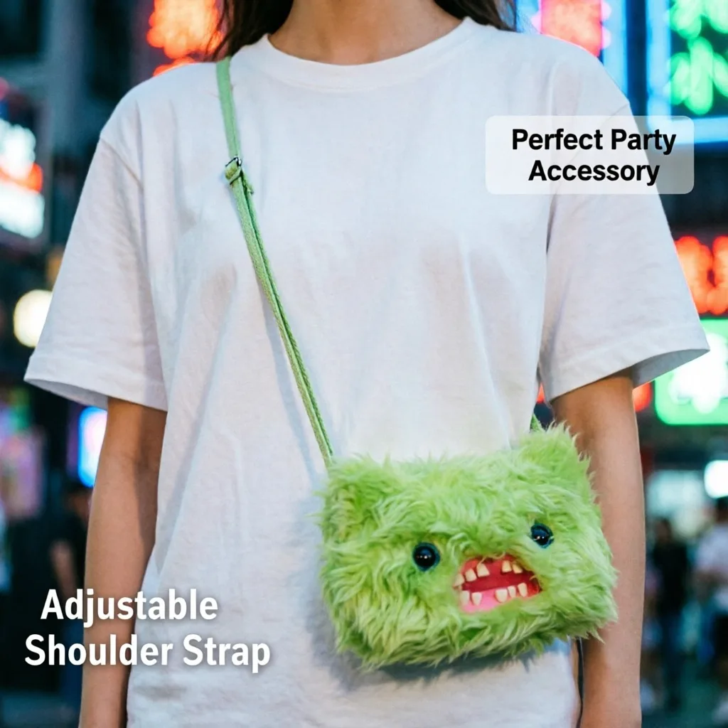 Cute Monster Plush Crossbody Bag, Funny Teeth Shoulder Purse Stuffed, Doll Backpack Trendy Toy, Birthday Gift For Kids Girls