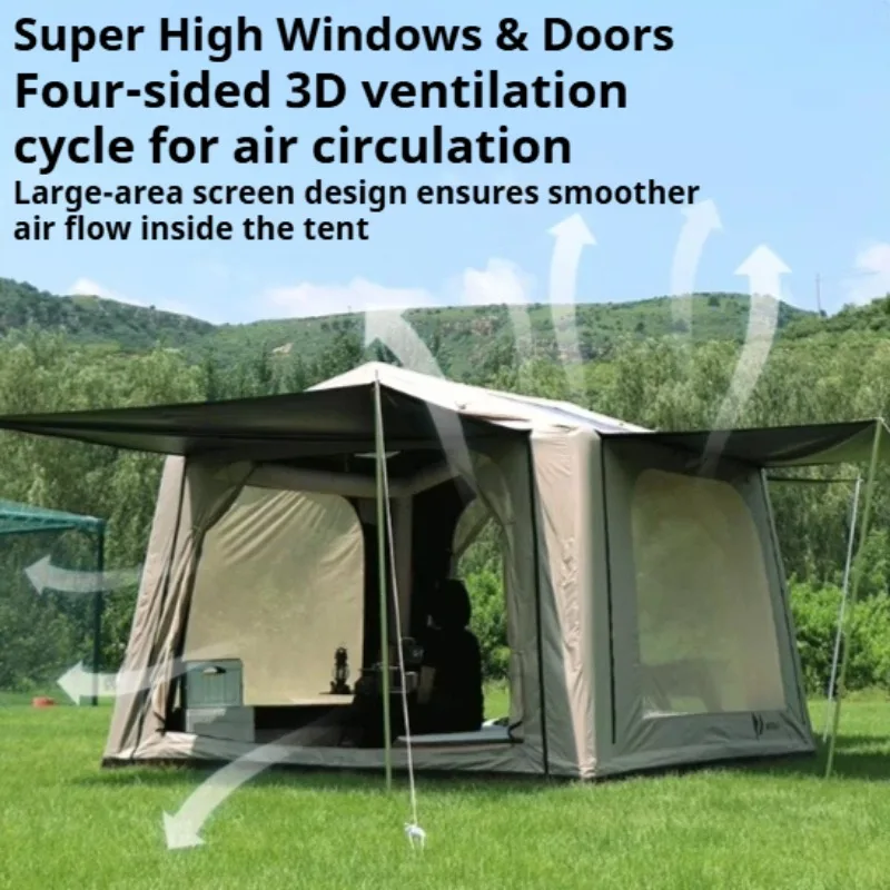 Automatic Inflatable Dome Tent Sun-proof Waterproof 4-Way Access Family Tent Large Capacity Oxford Cloth Camping Supplies