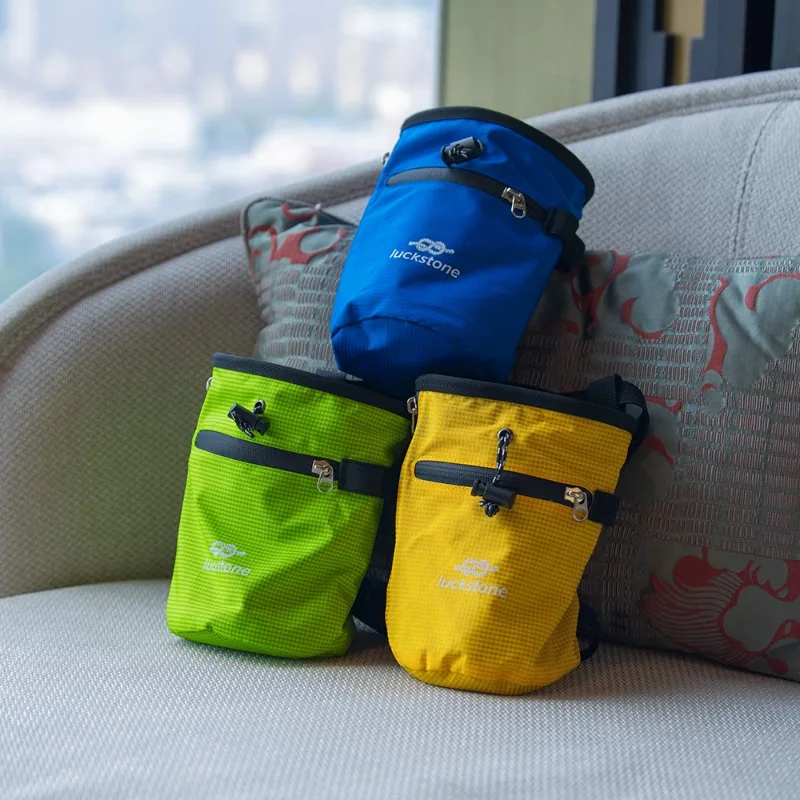 Climbing Chalk Bag Waterproof Bouldering Pouch With Drawstring Closure For Gymnastics Weightlifting And Pet Training Treats