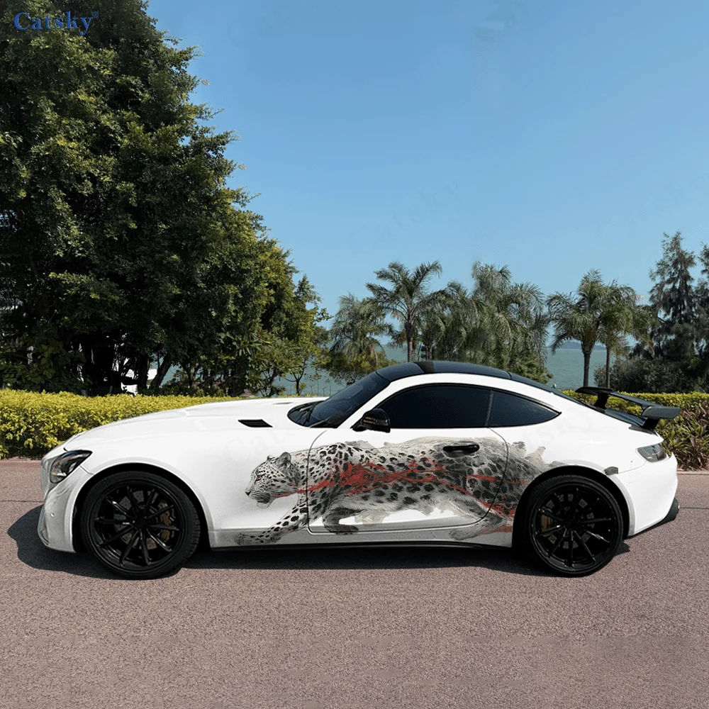 

Леопардовый волк, лиса, красный дым, боковая наклейка автомобиля, декор, водонепроницаемая, устойчивая к царапинам наклейка из ПВХ, защита автомобиля, автоаксессуары, подарок