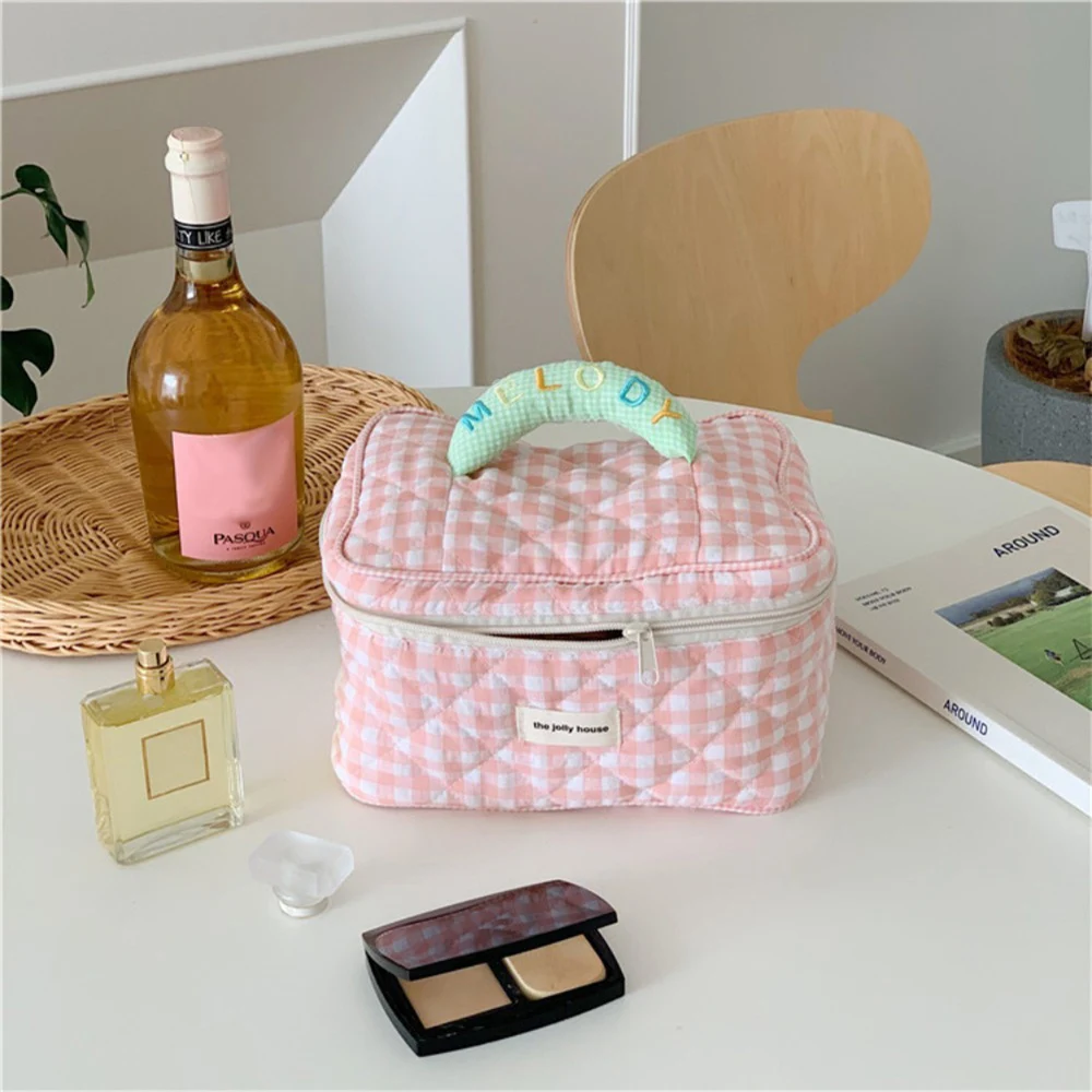 حقيبة مستحضرات التجميل الكورية الأنيقة مع منظم السفر بسعة كبيرة، حقيبة تخزين المكياج المحمولة، لطيفة عالية الجمال، أساسيات السفر