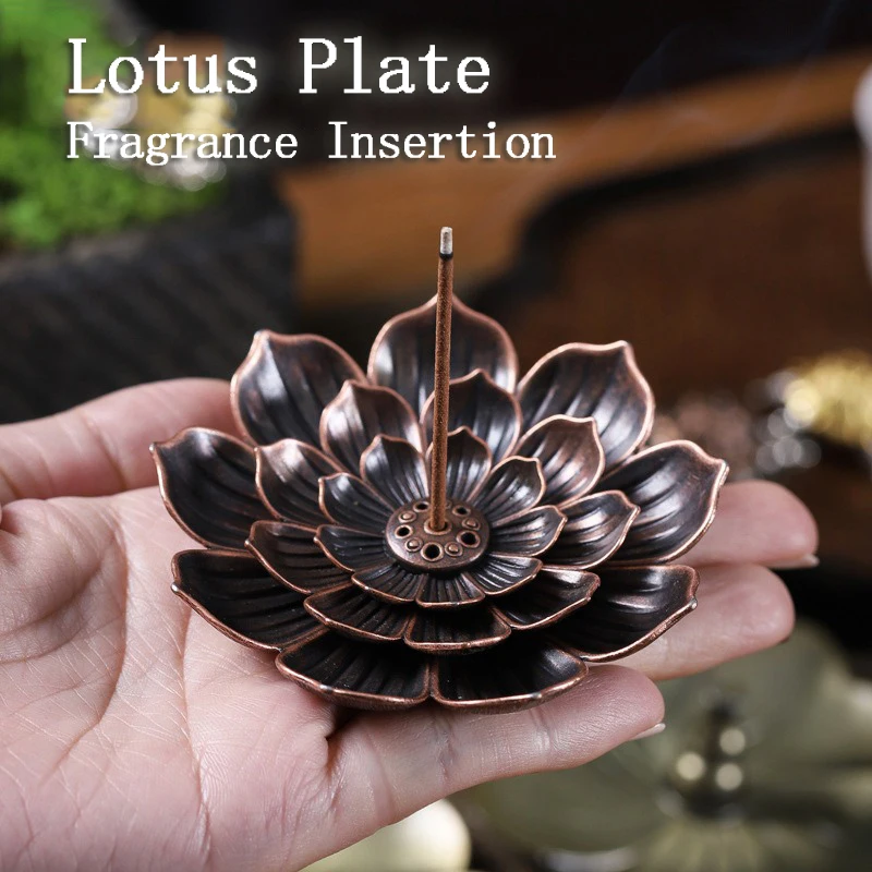 1PCS Lotus Flower incense burner holder wax melt burner Censer Temples Buddhism Lotus Line Incense Plate incense stand XX001