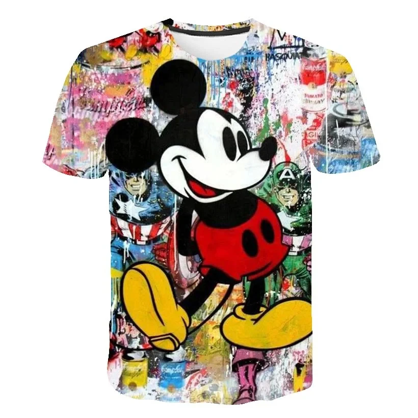 MINISO Kids Cartoon Mickey Mouse T-shirt Children Adults T-shirt Boys Girls Summer Fashion Mickey T-shirt Casual Tops Clothes