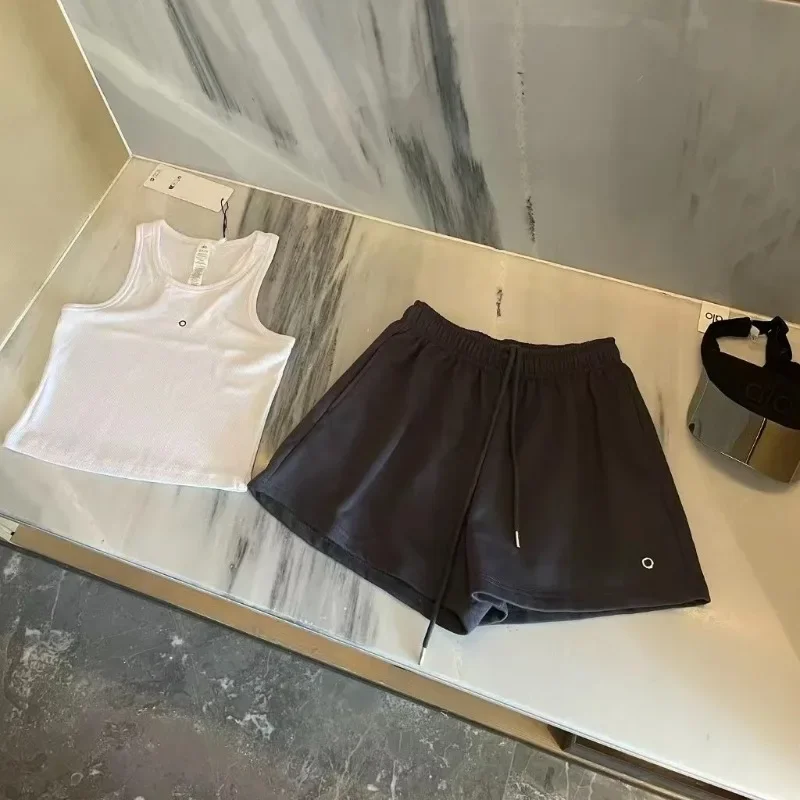 Fashion Sexy Round Neck Sleeveless Vest Tops 2026 Women's Solid Casual Two Piece Sets and Shorts Suit Women Summer Sets