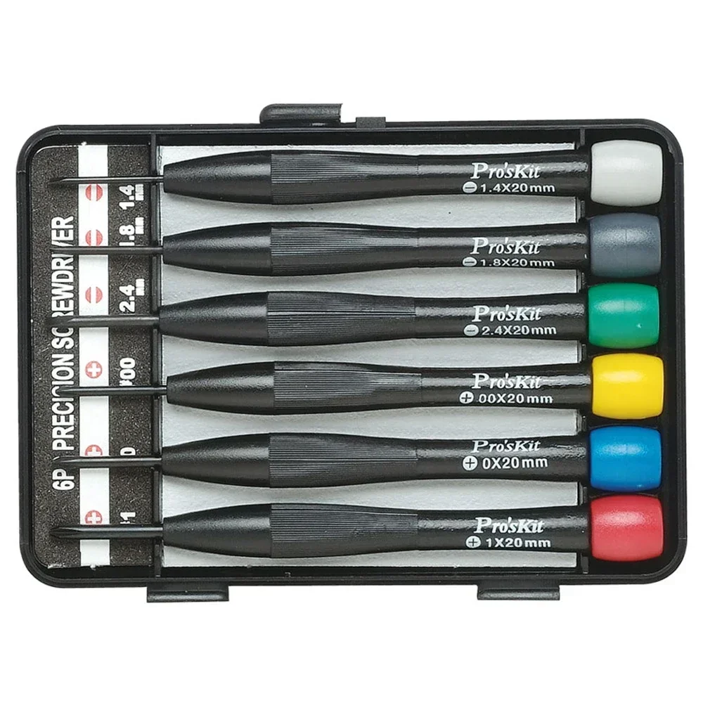 Pro'sKit-jeu de tournevis de précision, tournevis transversal + tournevis à fente, outil manuel pour réparation de montre d'ordinateur, 6 pièces, 8PK-2061, tendance