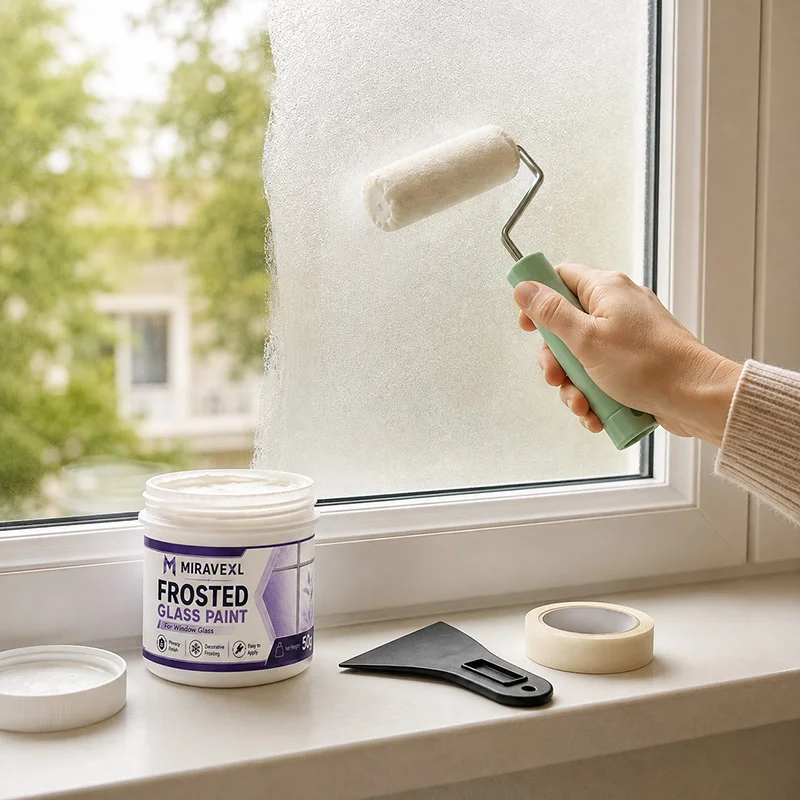 MIRAVEXL Matte Frosted Glass Paint Opaque Window Privacy Coating Water-based Sandblasting Paint 50g for Bathroom Kitchen