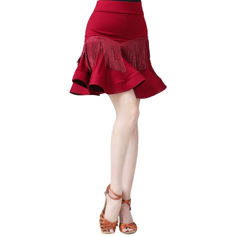 

Юбка для латиноамериканских танцев с бахромой, короткая, для ча-ча-ча, румбы, профессиональный сценический костюм, юбка для самбы для женщин