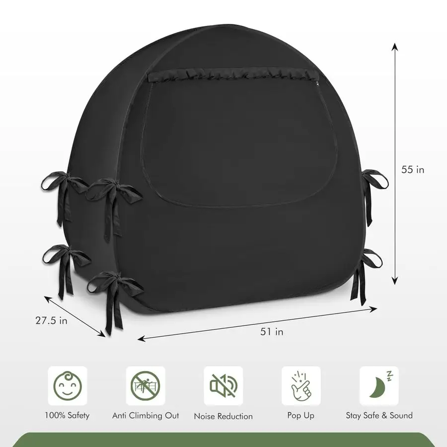 خيمة معتمة لحزمة N Play، مظلة بغطاء تعتيم لسرير السفر المنبثق، جراب نوم للأطفال قابل للتنفس مع تصميم سفلي آمن، كتل